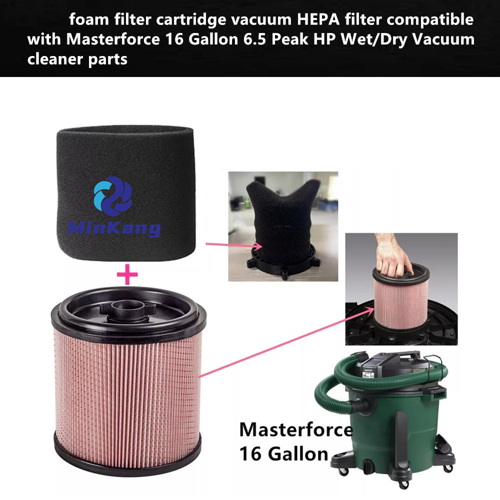 Foam filter cartridge vacuum HEPA filter for Masterforce 16 Gallon 6.5 Peak HP Wet/Dry Vacuum cleaner parts