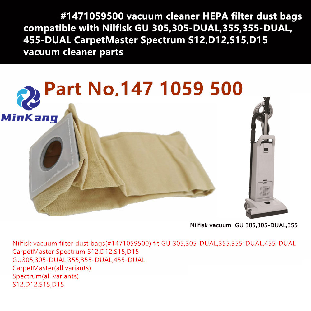 #1471059500 vacuum cleaner HEPA filter dust bags for Nilfisk GU 305,305-DUAL,355,355-DUAL,455-DUAL