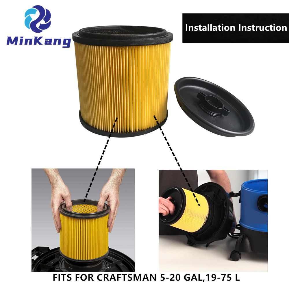 Standard cartridge vacuum HEPA filter for CRAFTSMAN Vacuum cleaner 5-20 GAL 19-75L(YELLOW)