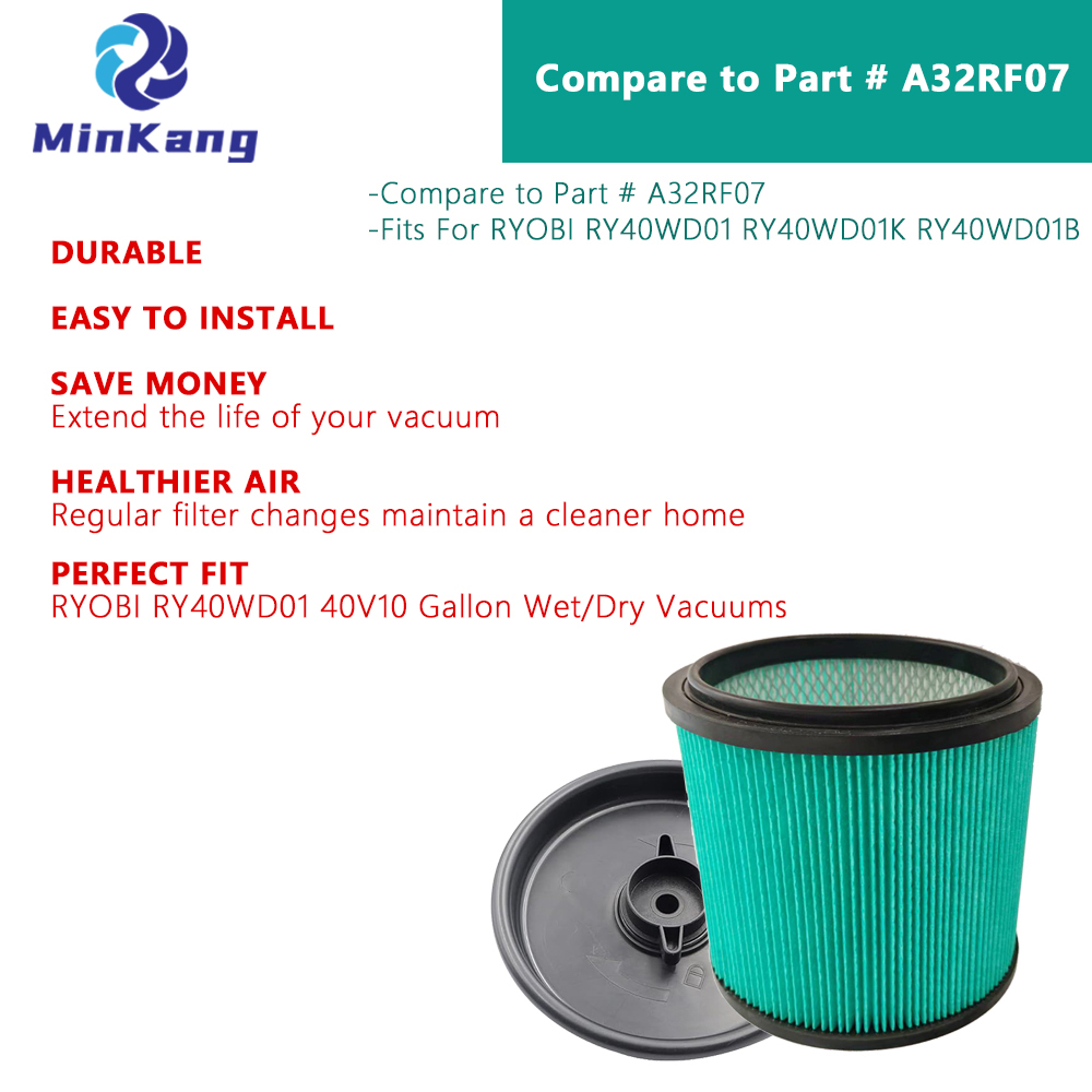 A32RF07 Filter Replacement fits for RYOBI RY40WD01 RY40WD01K RY40WD01B 10 Gallon Cordless Wet/Dry Vac