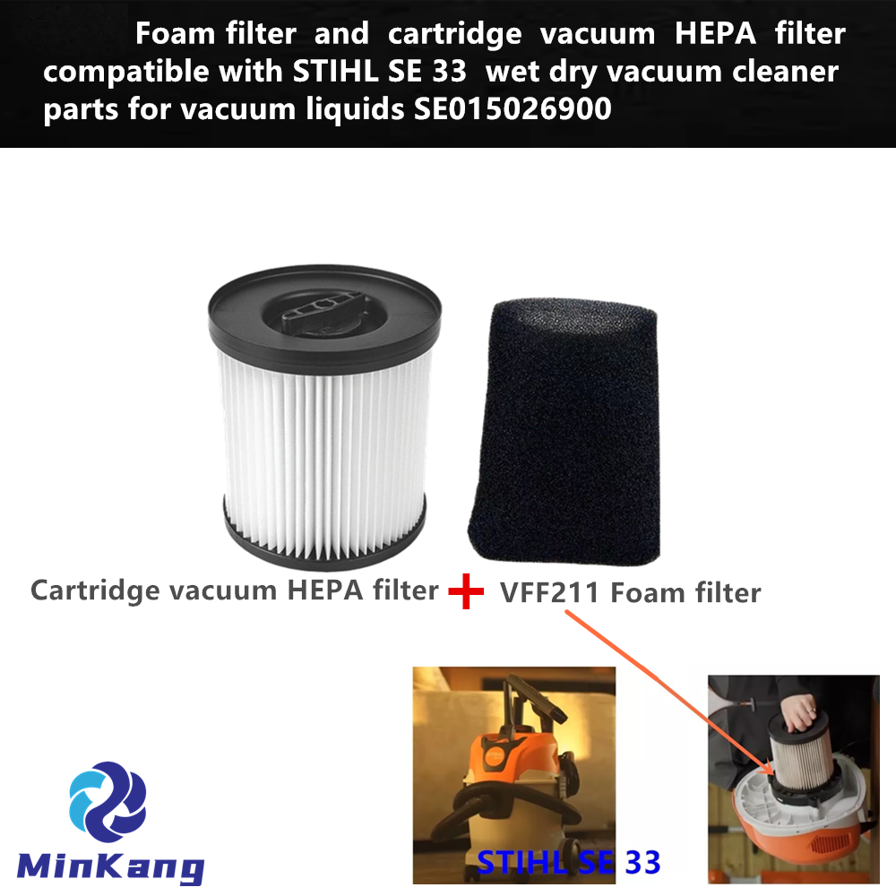 Foam filter and cartridge vacuum HEPA filter for STlHL SE 33 wet dry vacuum cleaner parts for vacuum liquids SE015026900