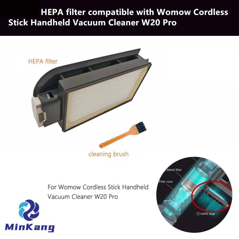 HEPA filter and cleaning brush for Womow Cordless Stick Handheld Vacuum Cleaner W20 Pro