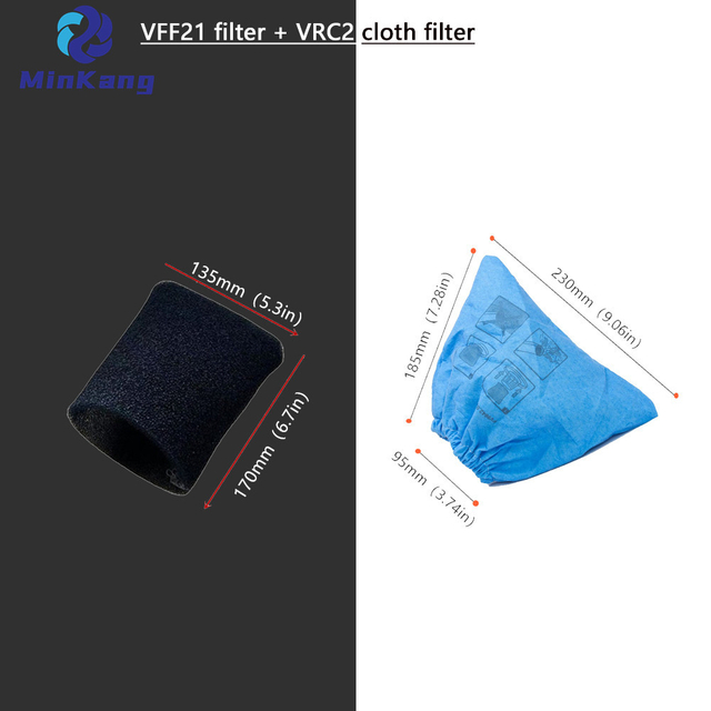 VFF21 Foam Filter for Most Vacmaster 2.5 to 5 Gallon Wet/Dry Vacs and  VRC2 Vacuum Filter for Armor All 2.5 Gallon 