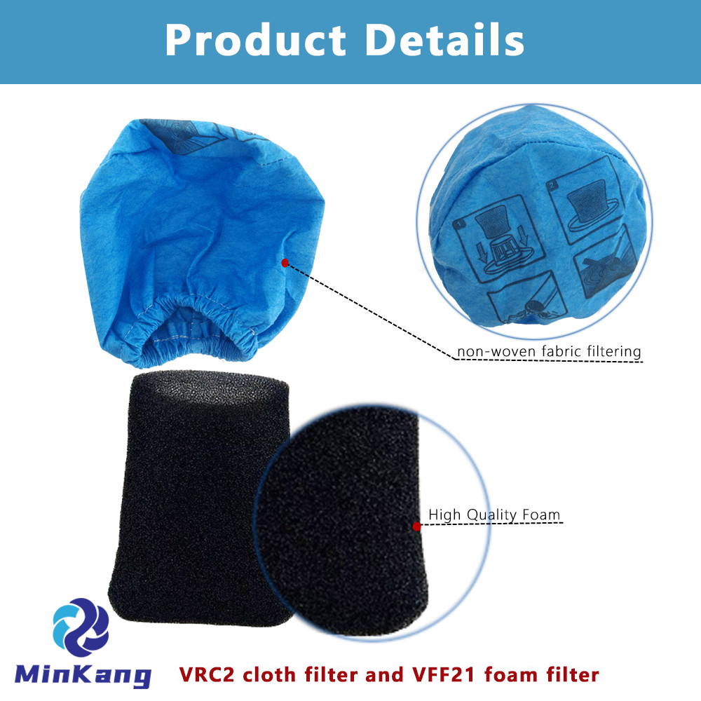  VRC2 vacuum cleaner cloth filter dust bag and VFF21 foam filter for Vacmaster AA255 AA255W 1.5 to 3.2 gallon wet/dry vacuum