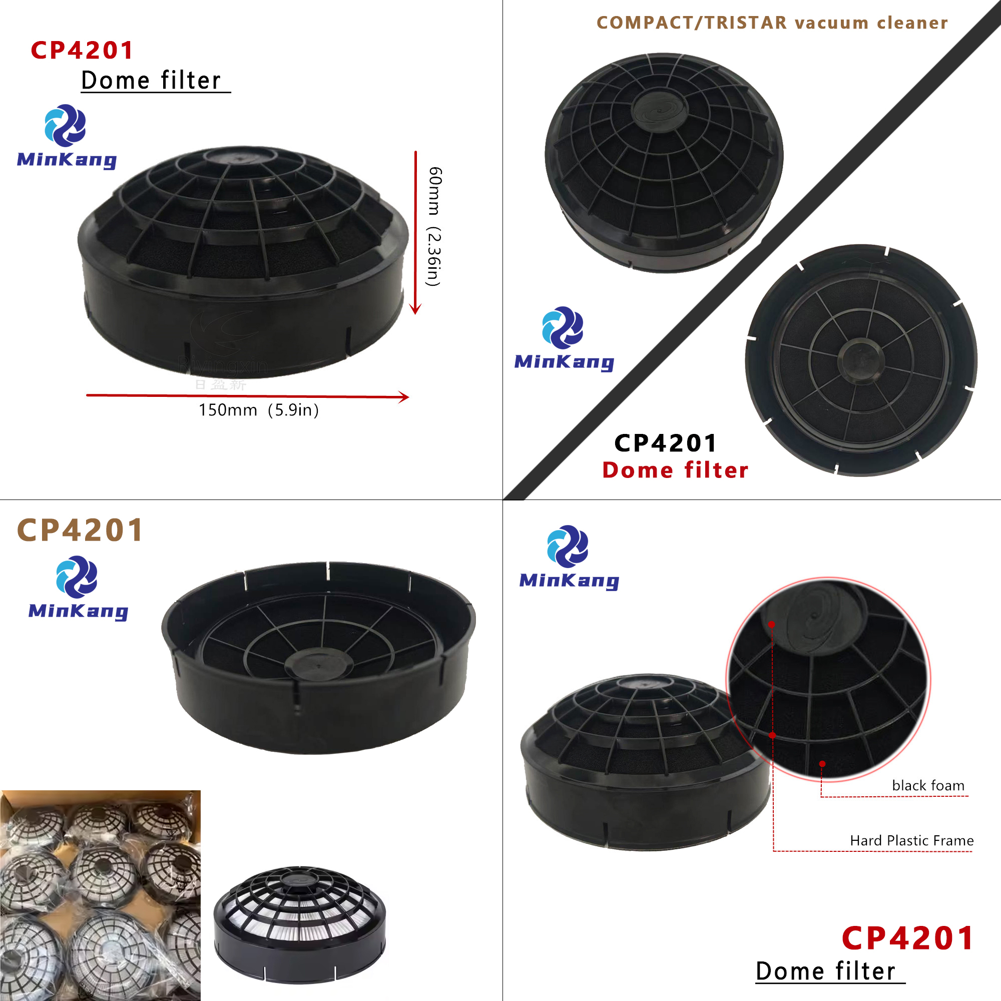 Replacement Dome filter designed to fit COMPACT/TRISTAR vacuum cleaner part CP4201