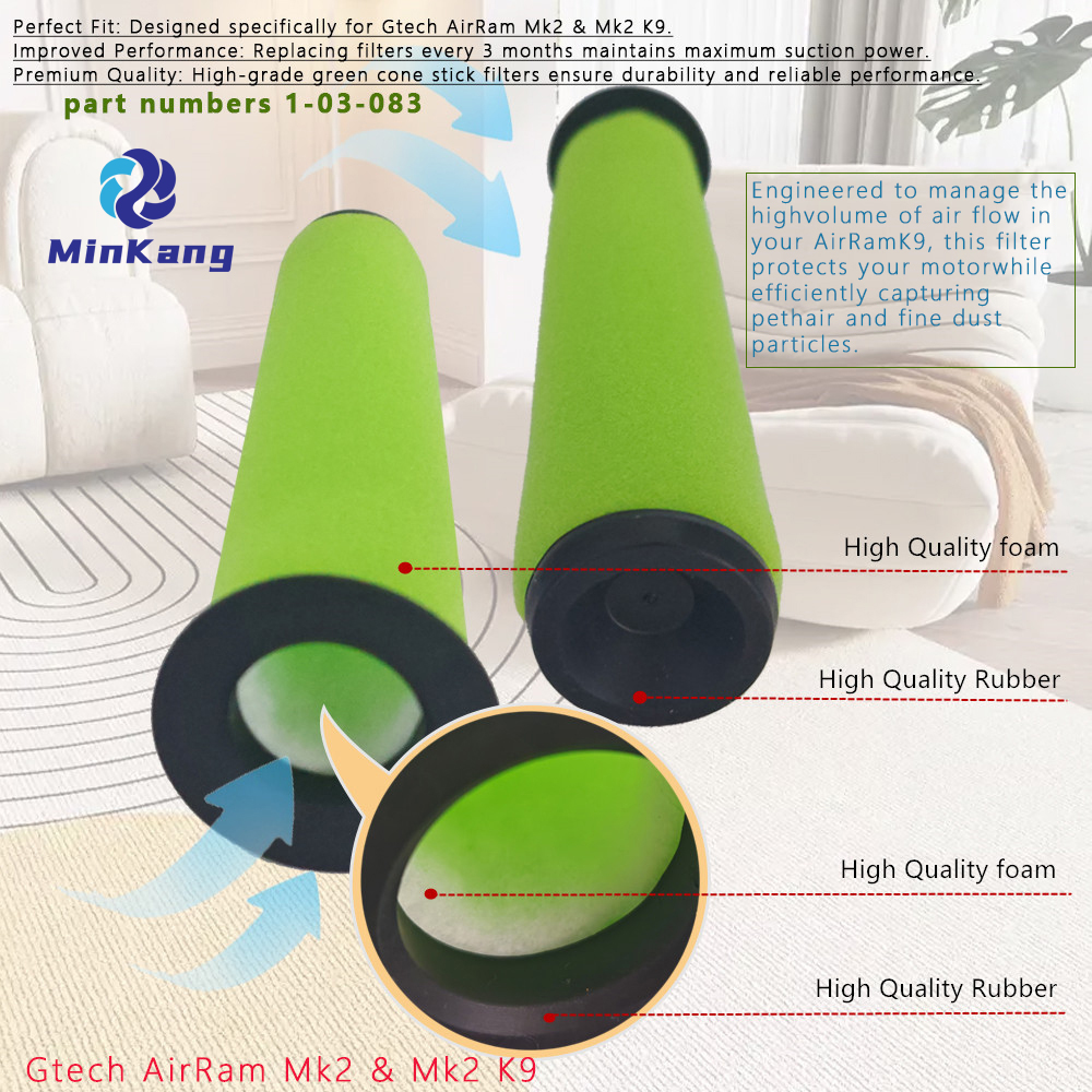  Premium Washable Replacement 1-03-083 Cone Stick Filter forGtech AirRam Mk2 & Mk2 K9 Vacuum Cleaner parts